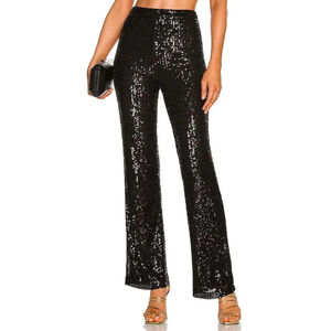 Camila Coelho Black Sequin Calvin Flare Pants XXS